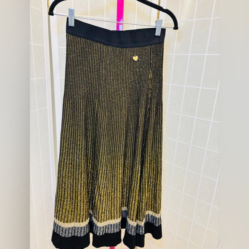 Twin-Set Gold and Black A-Line Skirt